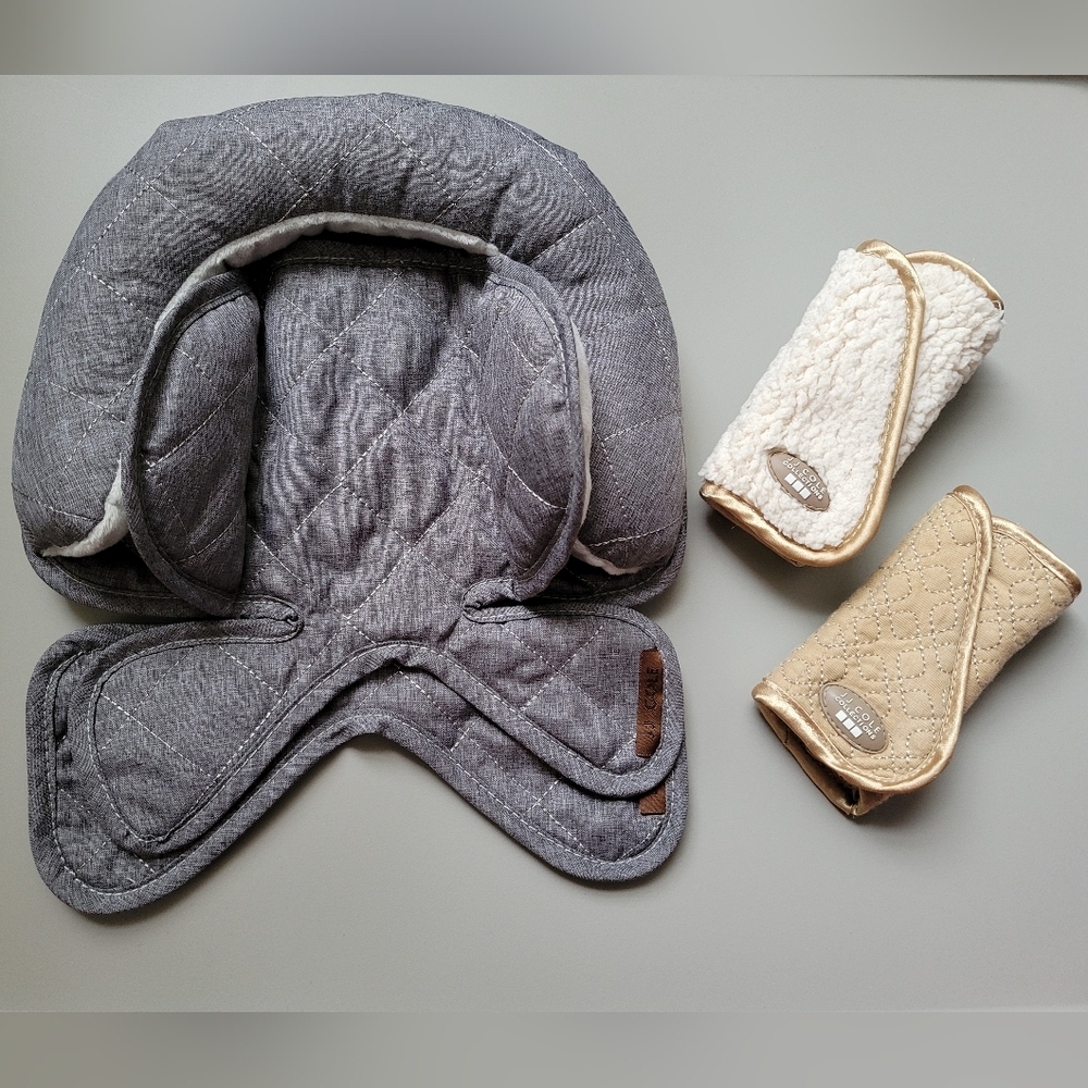 Carseat head support and strap covers